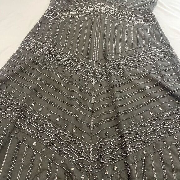 NWT Lauren Ralph Lauren Black Label Grey Beaded Embellished Dress Size 14 New - Picture 3 of 9